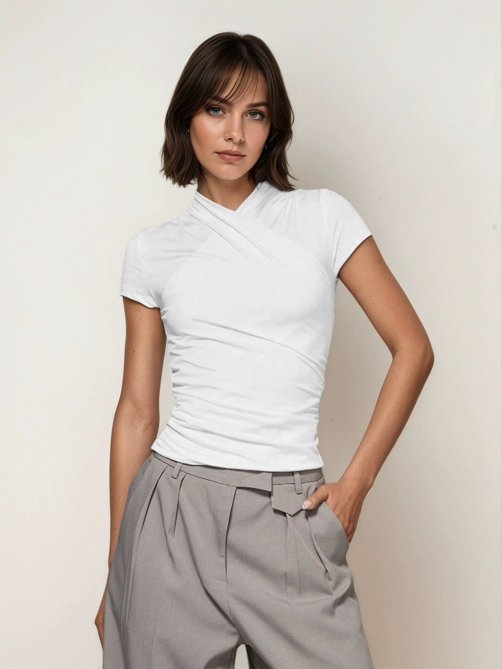 ZARA Summer Simple Chic Slim Fit Short Sleeve T Shirt for Women